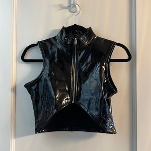 Leather top with zipper